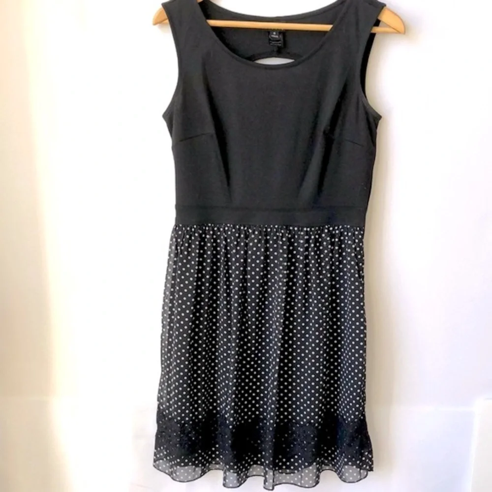 Enfocus Black and Polka Dot‎ MIDI Dress Size 6